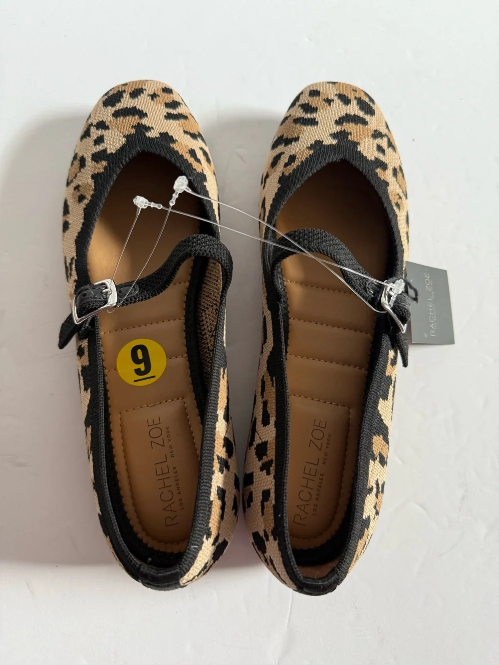 Rachel Zoe Leopard Print Mary Jane Flats in Black and Tan Modern